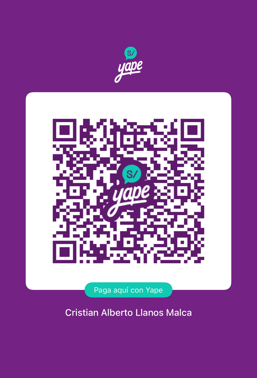 Código QR de Yape de Cristian Alberto Llanos Malca